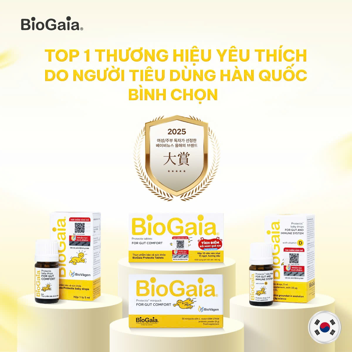 BioGaia 2 năm liền là thương hiệu men vi sinh được yêu thích nhất tại Hàn Quốc