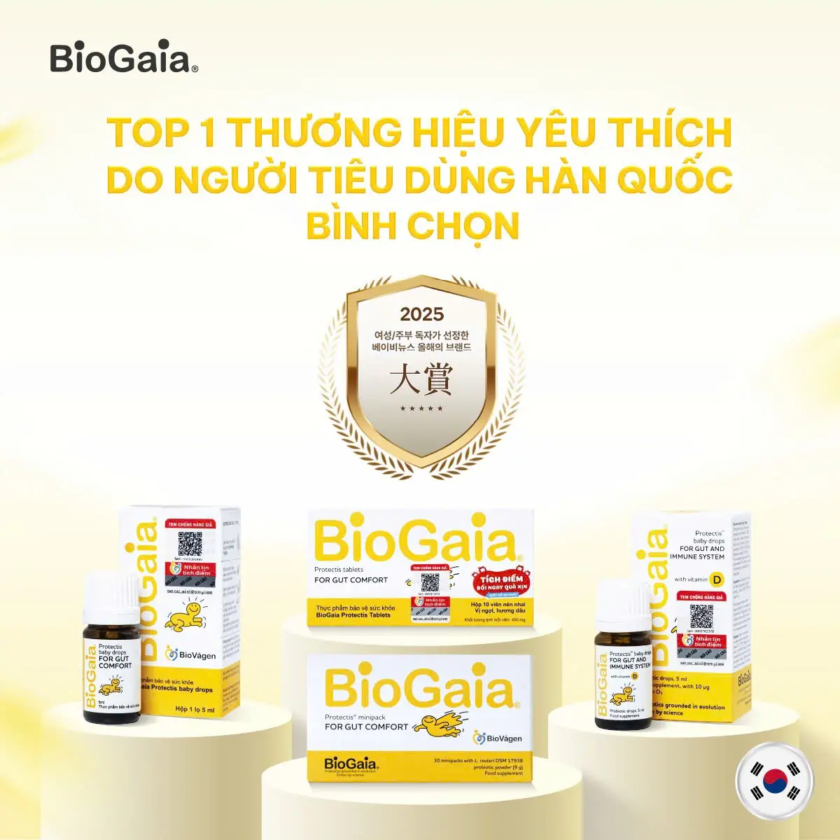 BioGaia 2 năm liền là thương hiệu men vi sinh được yêu thích nhất tại Hàn Quốc